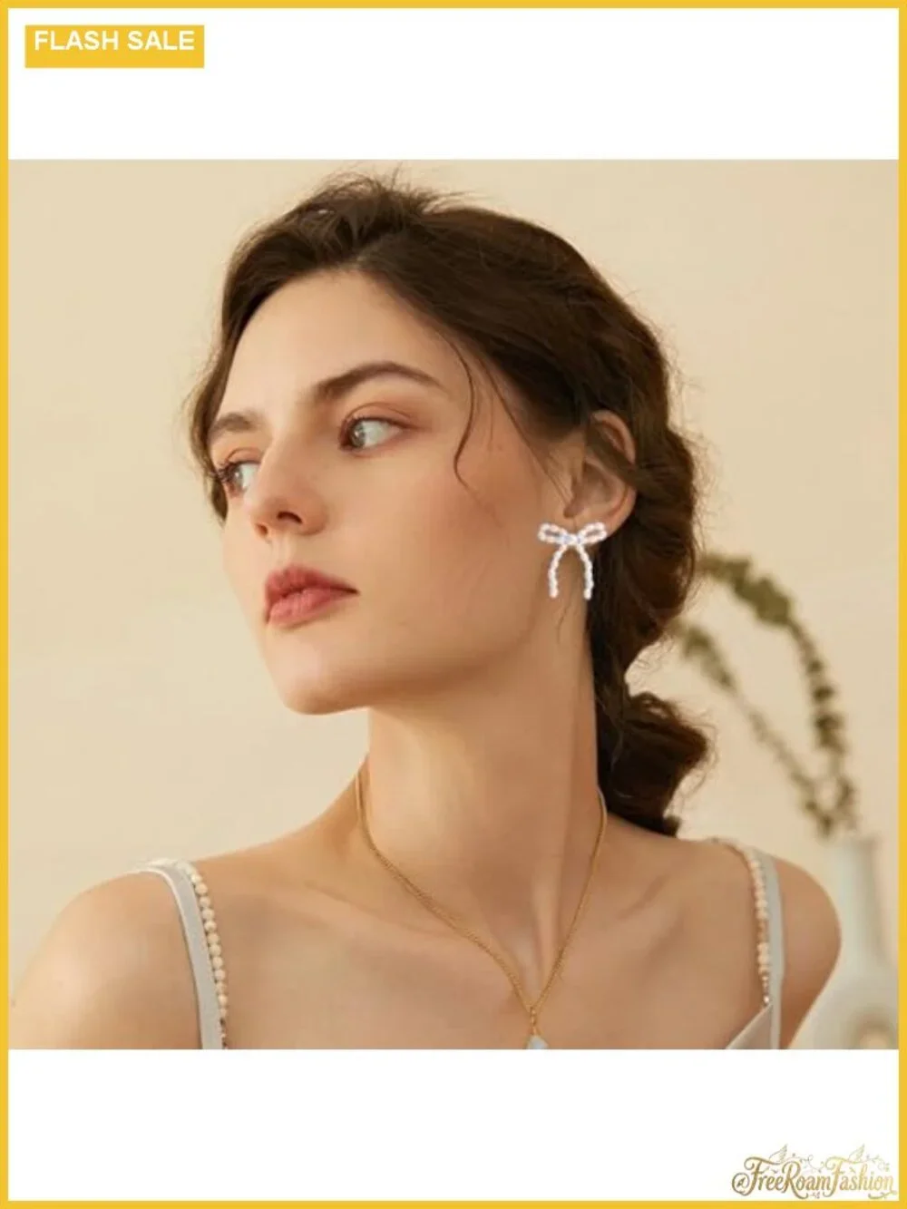 Gold Bow Knot Stud Earrings Women Faux Pearl Small Simple Jewelry